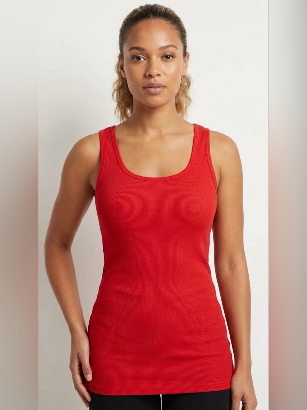 Michael Stars Women’s Red Ribbed Tank Top cotton